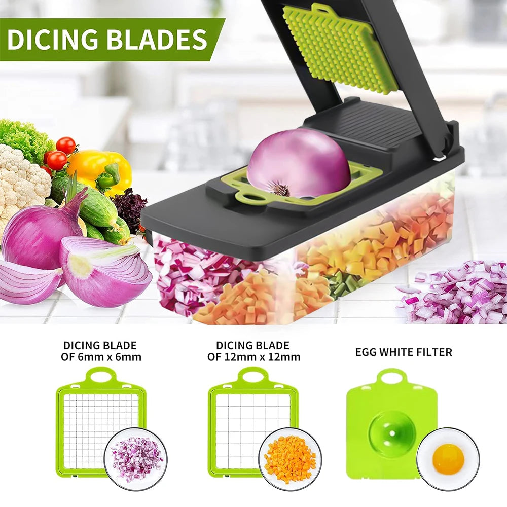 14 in 1 Multifunctional Vegetable Onion Manual Chopper Potato Cut Shredder Slicer