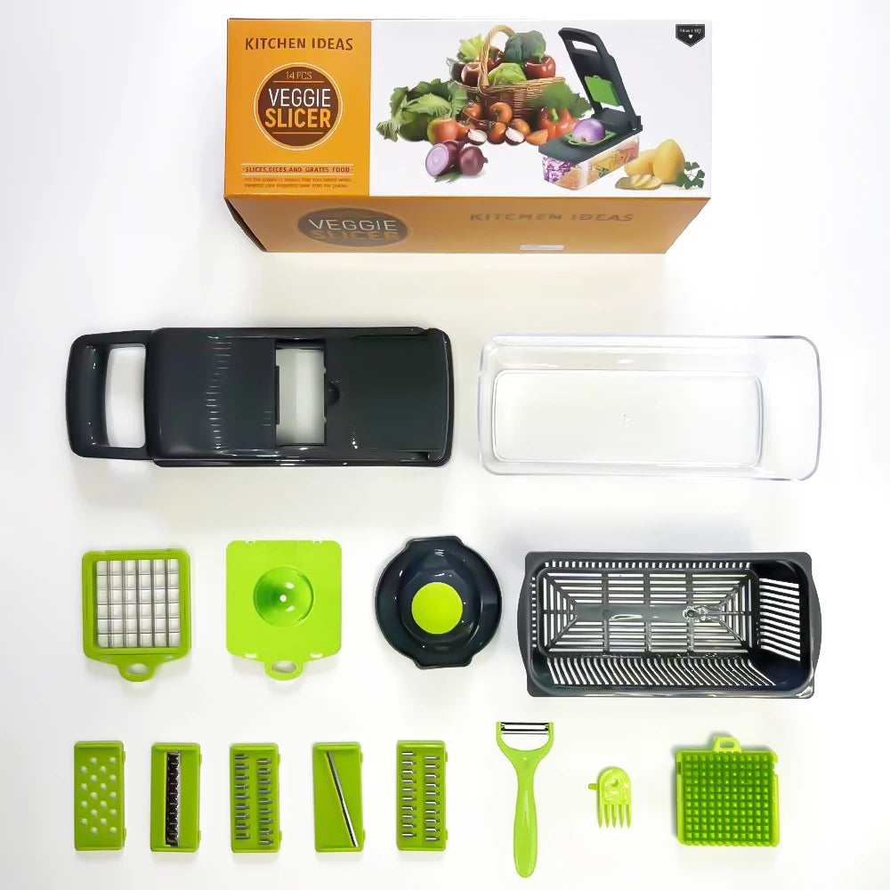 14 in 1 Multifunctional Vegetable Onion Manual Chopper Potato Cut Shredder Slicer