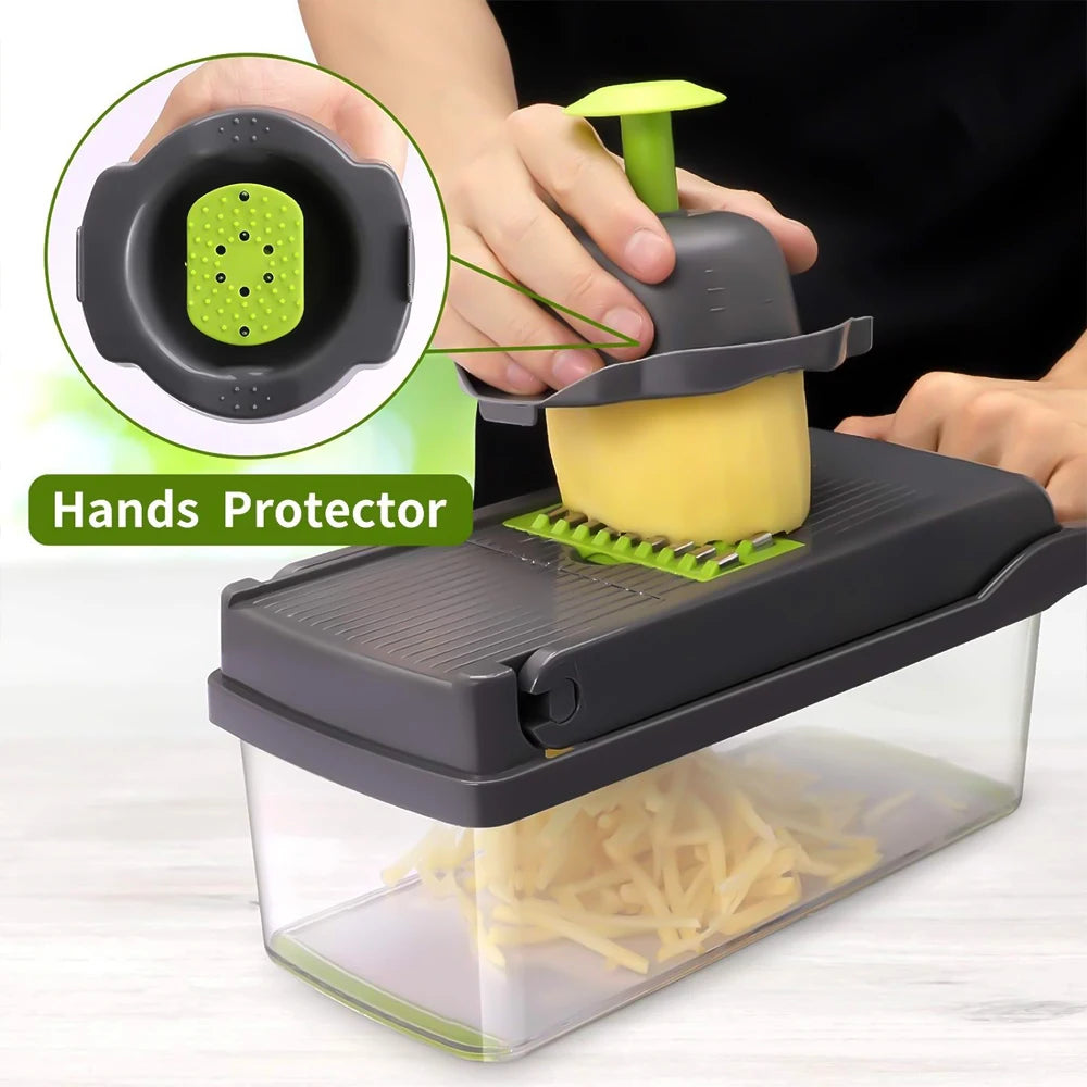14 in 1 Multifunctional Vegetable Onion Manual Chopper Potato Cut Shredder Slicer