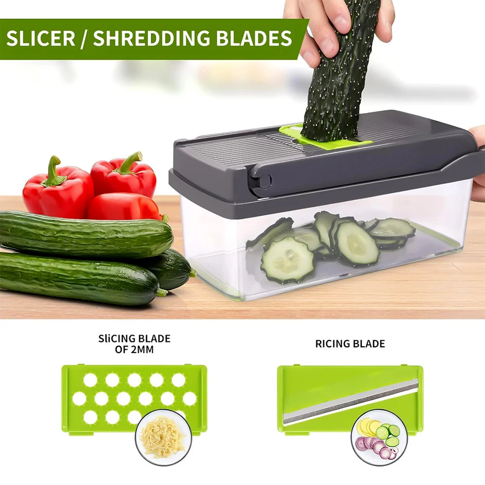 14 in 1 Multifunctional Vegetable Onion Manual Chopper Potato Cut Shredder Slicer