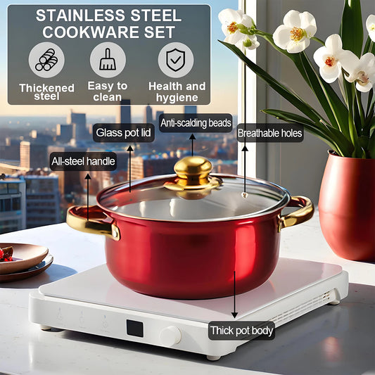 12-Piece ,Stainless Steel, Non-Stick, Kitchen Cookware