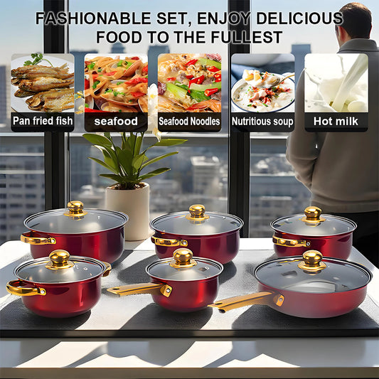 12-Piece ,Stainless Steel, Non-Stick, Kitchen Cookware