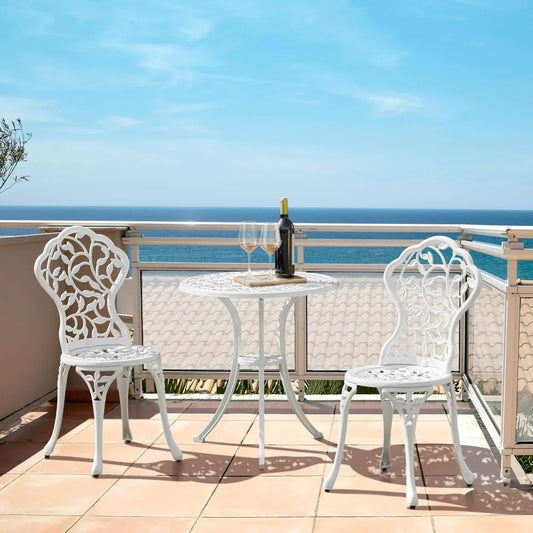 3-Piece Outdoor, Rust-Resistant Cast Aluminum Table and Chairs,