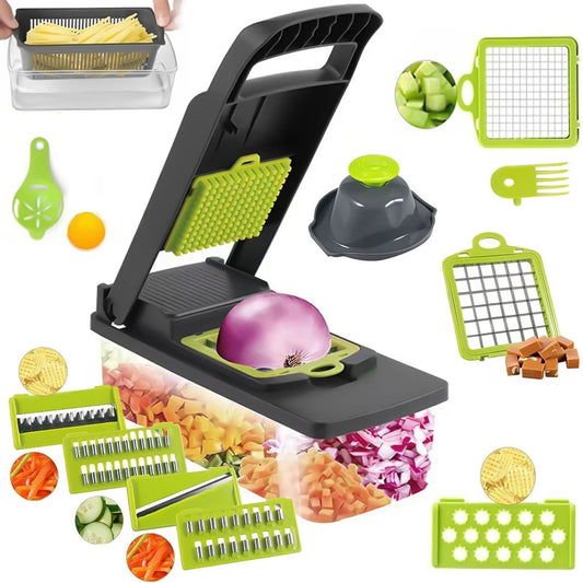 14 in 1 Multifunctional Vegetable Onion Manual Chopper Potato Cut Shredder Slicer