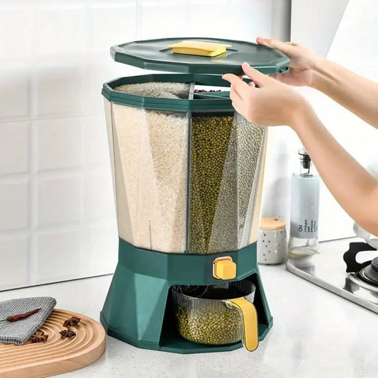 1pc Large Capacity Rice Dispenser Kitchen Storage Box with Measuring Cup