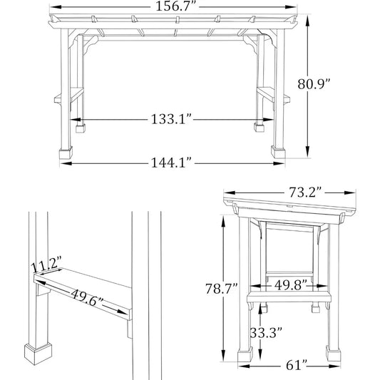 Grill Gazebo, BBQ Shelter with Galvanized Steel Roof, Cedar Frame