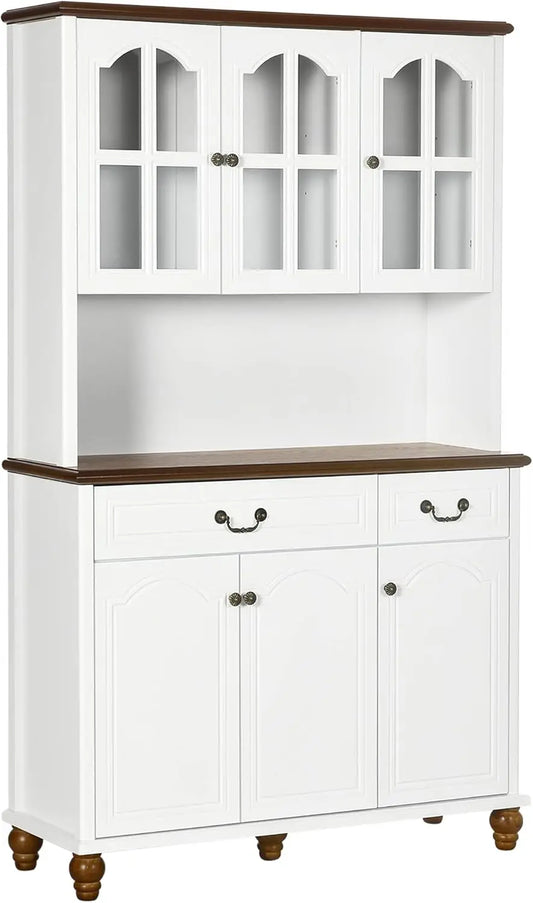 Kitchen Buffet with Hutch, Freestanding Pantry Cabinet