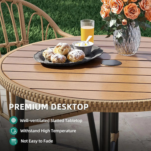 5 Pieces Outdoor Patio Dining Table Chair Set, Wicker