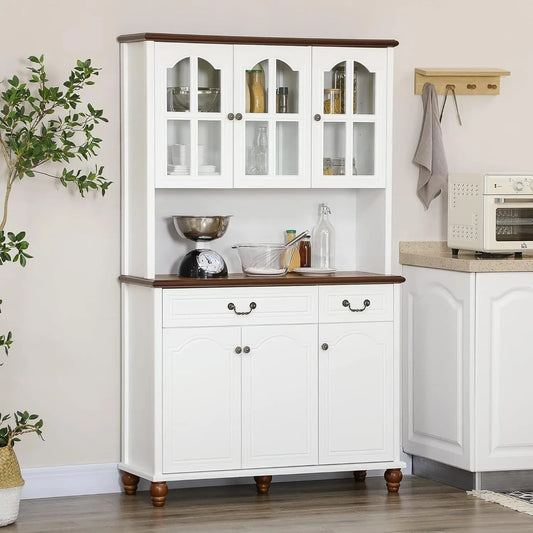 Kitchen Buffet with Hutch, Freestanding Pantry Cabinet