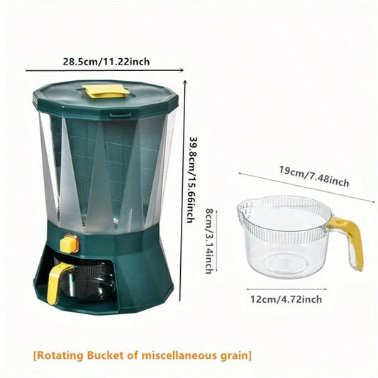 1pc Large Capacity Rice Dispenser Kitchen Storage Box with Measuring Cup