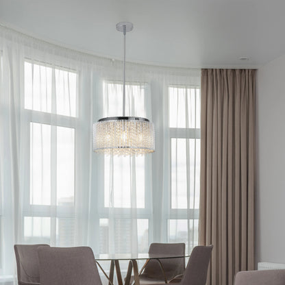 Drum crystal chandelier with polished chrome finish, modern light
