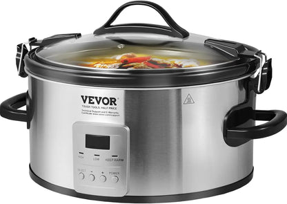 6QT 240W Electric Slow Cooker Pot with 3-Level Heat Settings