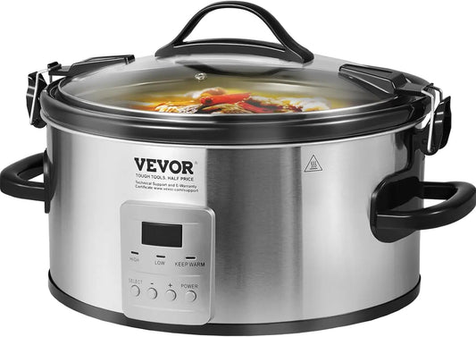 6QT 240W Electric Slow Cooker Pot with 3-Level Heat Settings
