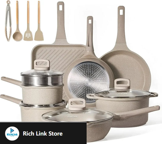Pots and Pans Set Non Stick, 16Pcs Kitchen Cookware Set