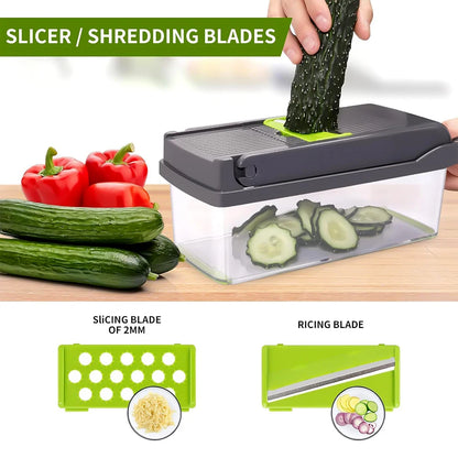 14 in 1 Multifunctional Vegetable Onion Manual Chopper Potato Cut Shredder Slicer